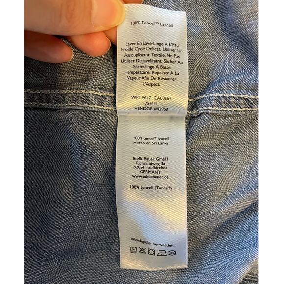 Eddie Bauer Women XL LongSleeve ButtonUp All Tencel Lyocell Shaded Blue Collared - Picture 12 of 15